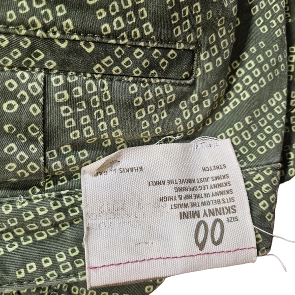 Khakis by Gap skinny Mini Green Abstract Print pants size 00 - Picture 3 of 8